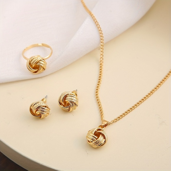 14k Gold Plated Boho Chic 4-Piece Jewelry Set - Picture 3 of 5